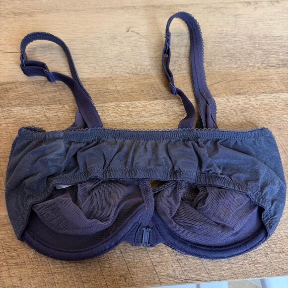 34DD Victoria’s Secret PURPLE Lace Underwire Bra SEXY Sheer front clasp - Picture 2 of 6